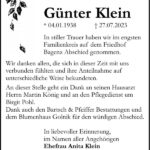 Traueranzeige Günter Klein