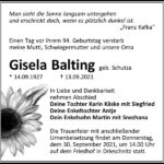 Traueranzeige Gisela Balting, geb. Schutza