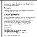 Danksagung Erhard Schneider