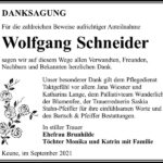 Danksagung Wolfgang Schneider