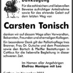 Danksagung Carsten Tonisch