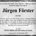Danksagung Jürgen Förster