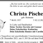 Traueranzeige Christa Pischel, geb. Reimann