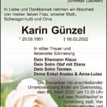 Traueranzeige Karin Günzel