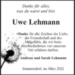 Traueranzeige Uwe Lehmann