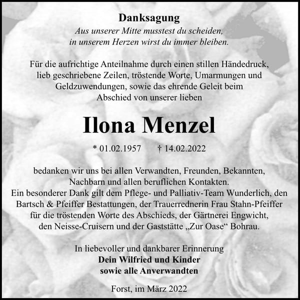 Danksagung Ilona Menzel