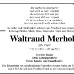 Traueranzeige Waltraud Merhold, geb. Unger