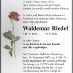 Traueranzeige Waldemar Riedel