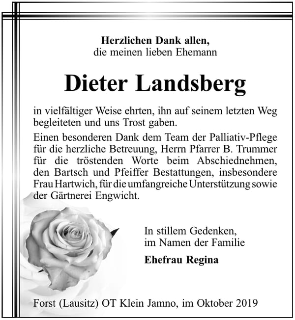 Danksagung Dieter Landsberg