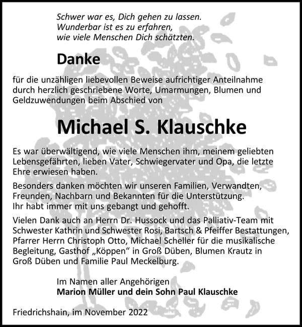 Danksagung Michael S. Klauschke