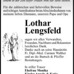 Danksagung Lothar Lengsfeld