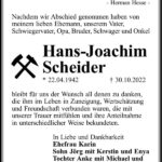 Traueranzeige Hans-Joachim Scheider