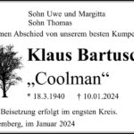Traueranzeige Klaus Bartusch „Coolman“