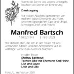 Danksagung Manfred Bartsch