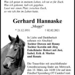 Traueranzeige Gerhard Hannaske