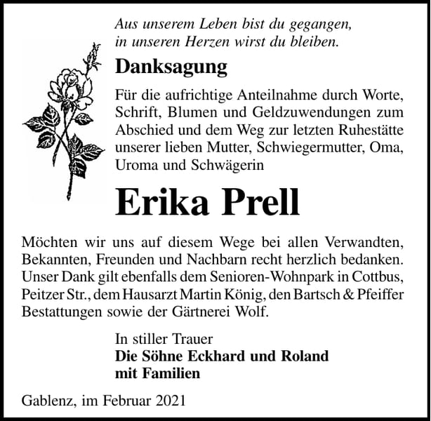 Danksagung Erika Prell