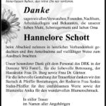 Danksagung Hannelore Schott
