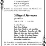Traueranzeige Hildegard Herrmann, geb. Metasch