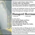 Traueranzeige Hansgerd Herrmann