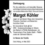 Danksagung Margot Köhler