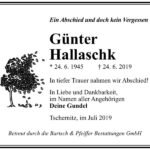 Traueranzeige Günter Hallaschk