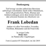 Traueranzeige Frank Lobedan