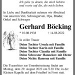 Traueranzeige Gerhard Böcking