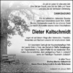 Danksagung Dieter Kaltschmidt