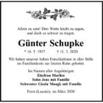 Traueranzeige Günter Schupke