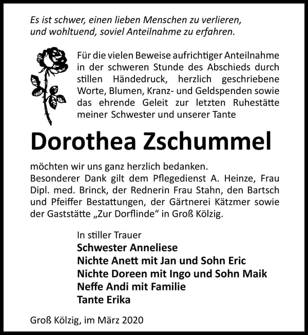 Danksagung Dorothea Zschummel