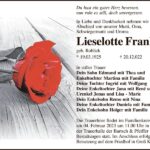 Danksagung Lieselotte Franke, geb. Roblick