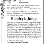 Danksagung Hendryk Junge