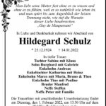Traueranzeige Hildegard Schulz