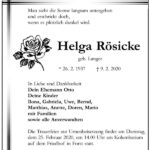 Traueranzeige Helga Rösicke, geb. Langer