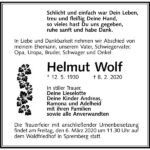 Traueranzeige Helmut Wolf