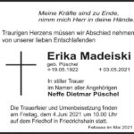 Traueranzeige Erika Madeiski, geb. Püschel