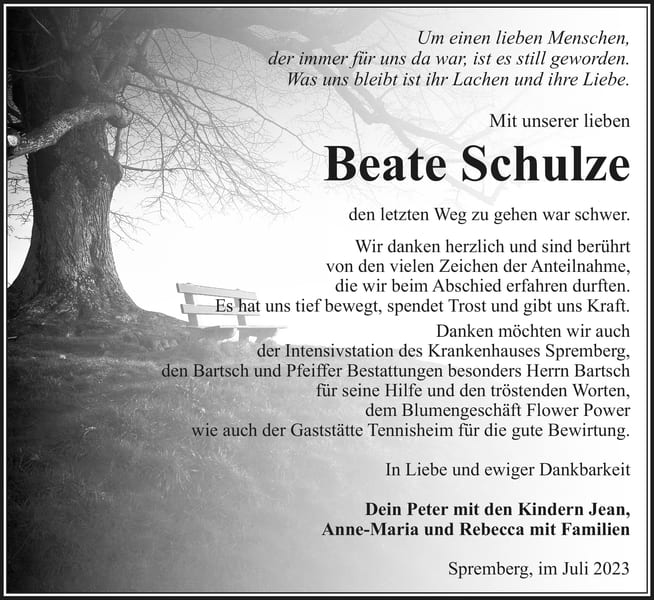 Danksagung Beate Schulze