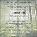 Traueranzeige Werner Jurk