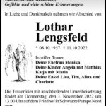 Traueranzeige Lothar Lengsfeld