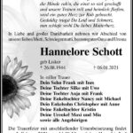 Traueranzeige Hannelore Schott