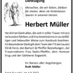 Danksagung Herbert Müller