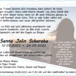 Traueranzeige Sanna Jolin Scharoba