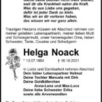 Traueranzeige Helga Noack