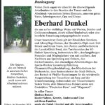 Danksagung Eberhard Dunkel