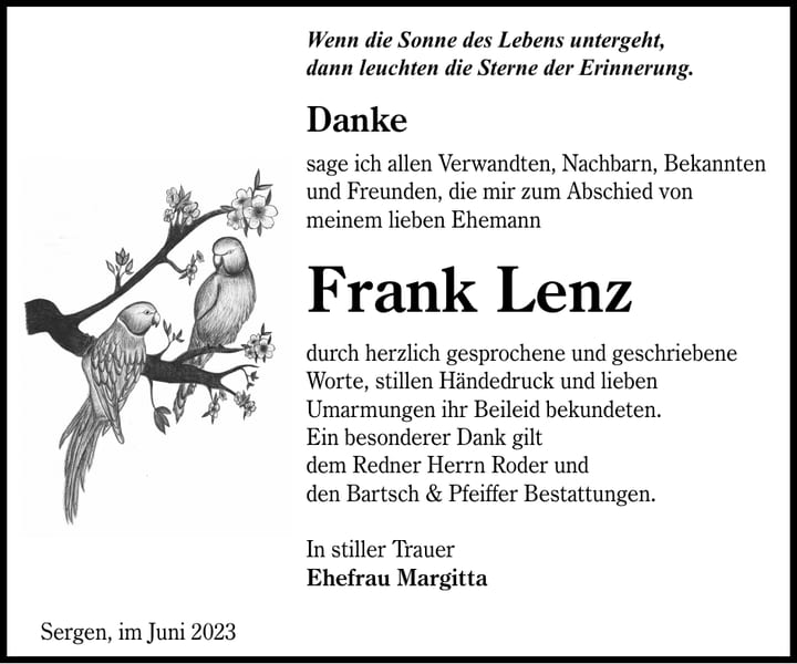 Danksagung Frank Lenz