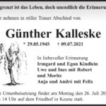 Traueranzeige Günther Kalleske