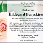 Danksagung Hildegard Benyskiewicz