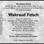 Danksagung Waltraud Felsch