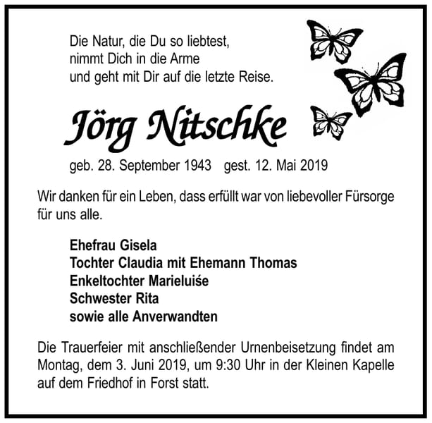 Traueranzeige Jörg Nitschke