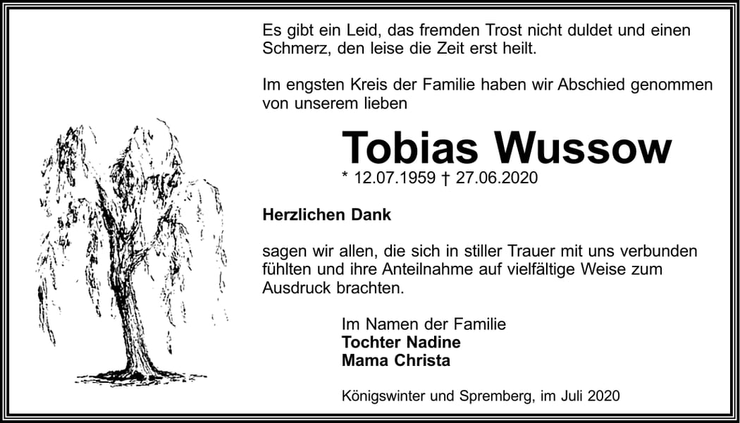 Danksagung Tobias Wussow